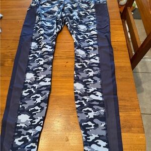 Camouflage Leggings with Blue Accents